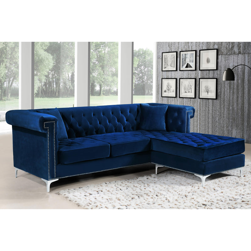 Meridian Damian Navy Velvet 2pc. Reversible Sectional IMAGE 5