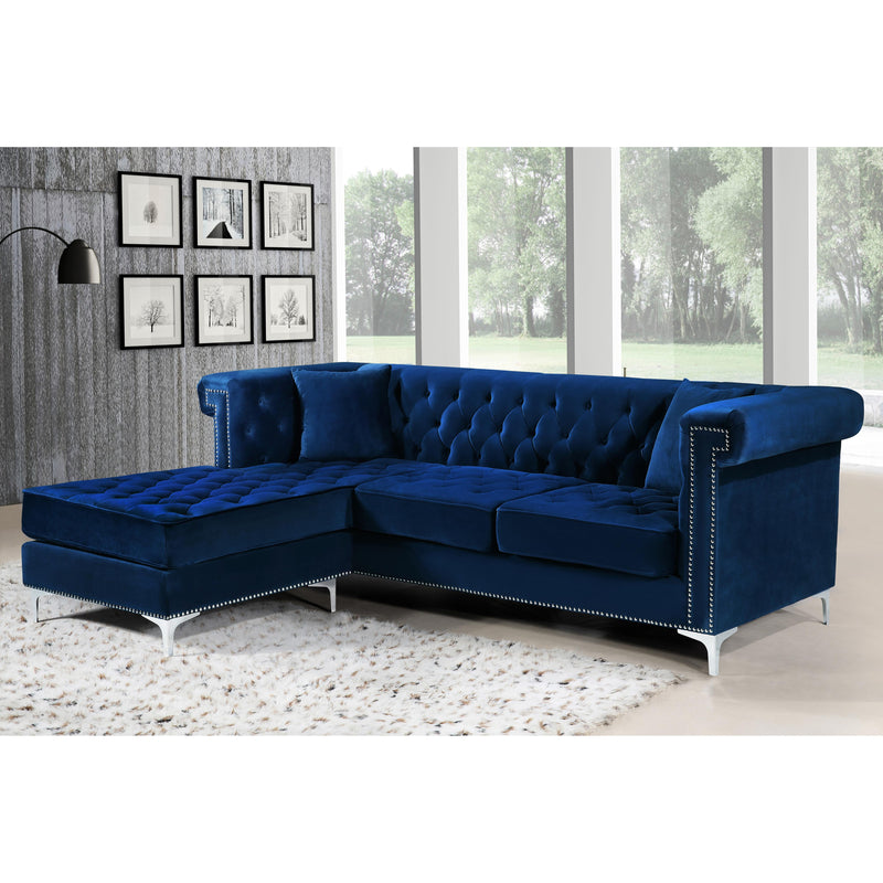 Meridian Damian Navy Velvet 2pc. Reversible Sectional IMAGE 6