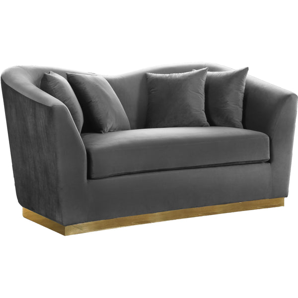 Meridian Arabella Grey Velvet Loveseat IMAGE 1