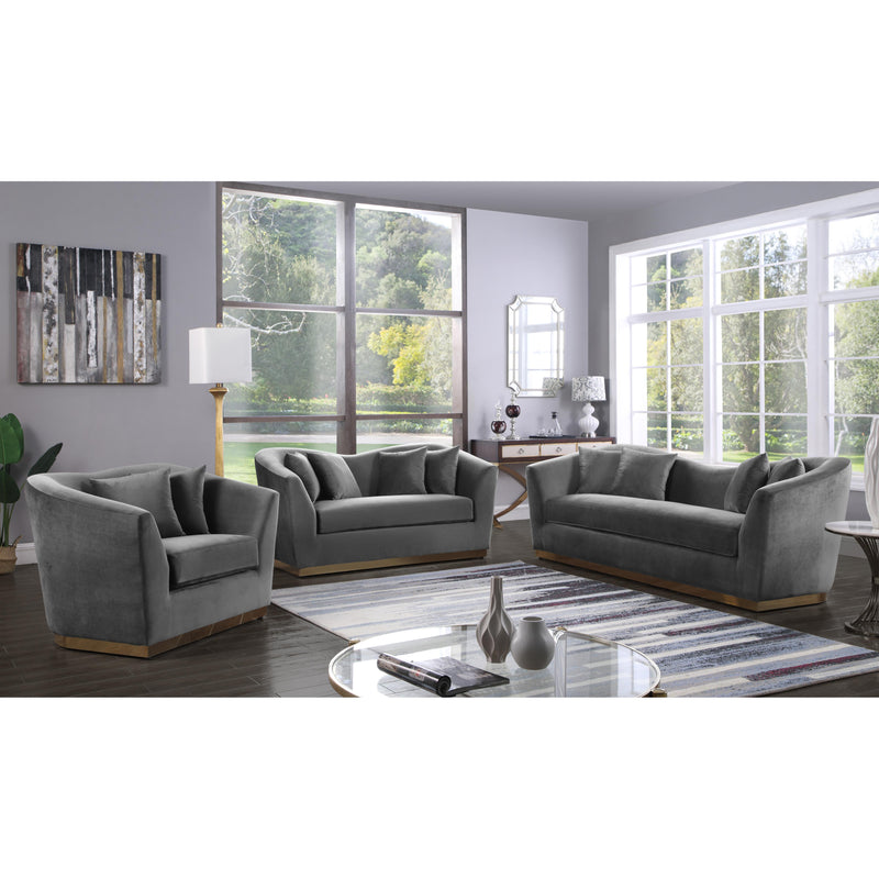 Meridian Arabella Grey Velvet Loveseat IMAGE 4