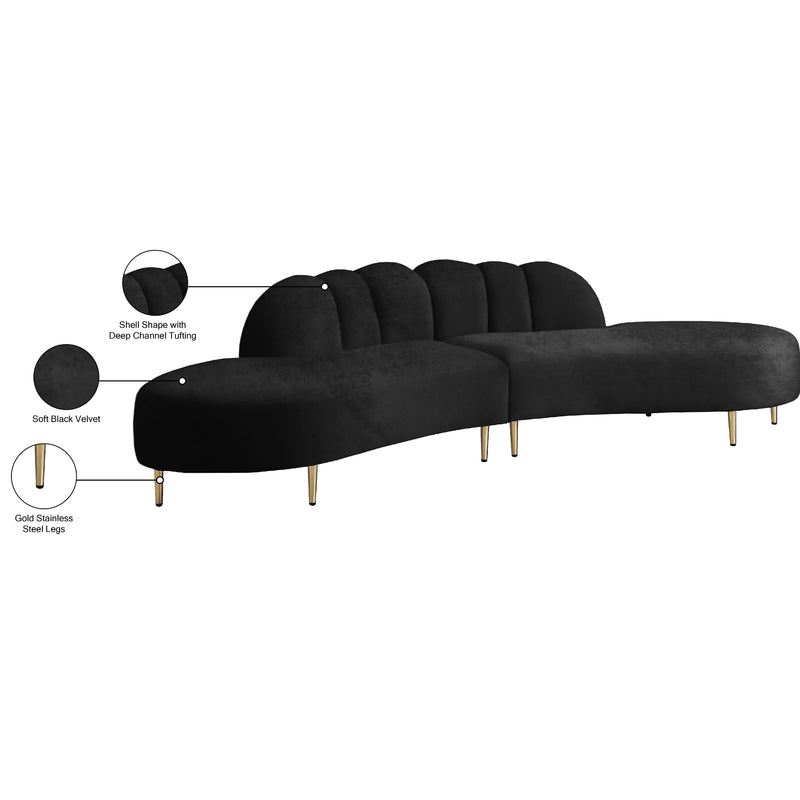 Meridian Divine Black Velvet 2 pc Sectional IMAGE 7