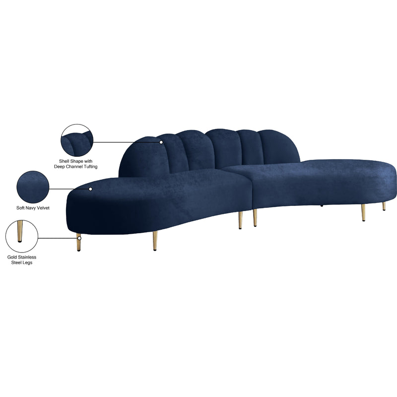 Meridian Divine Navy Velvet 2 pc Sectional IMAGE 7