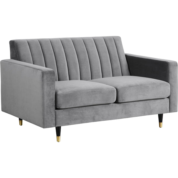 Meridian Lola Grey Velvet Loveseat IMAGE 1