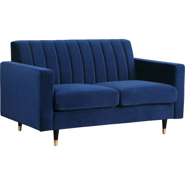 Meridian Lola Navy Velvet Loveseat IMAGE 1