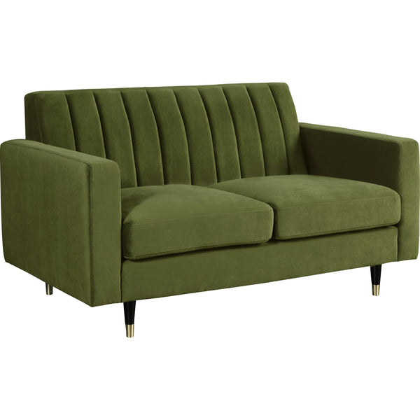 Meridian Lola Olive Velvet Loveseat IMAGE 1