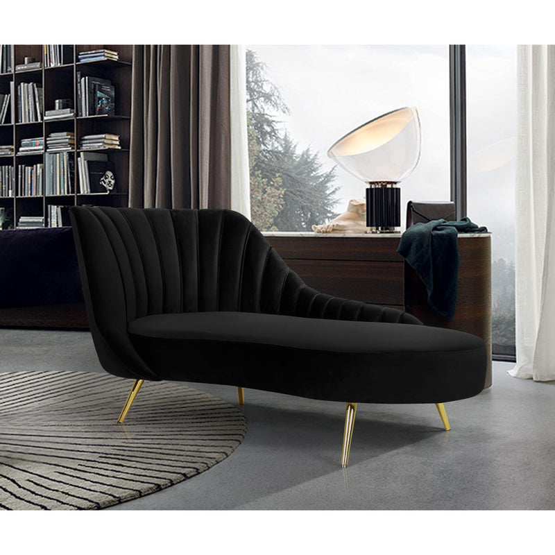 Meridian Margo Black Velvet Chaise IMAGE 3