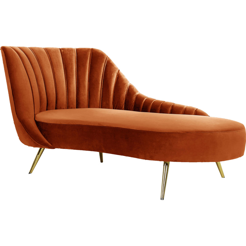 Meridian Margo Cognac Velvet Chaise IMAGE 1