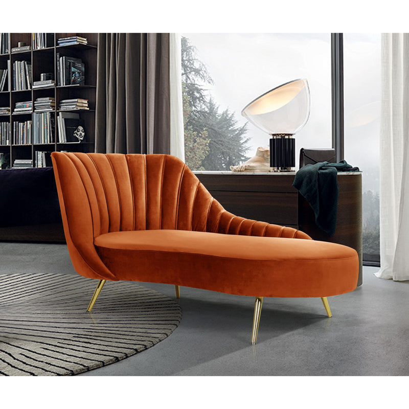 Meridian Margo Cognac Velvet Chaise IMAGE 3