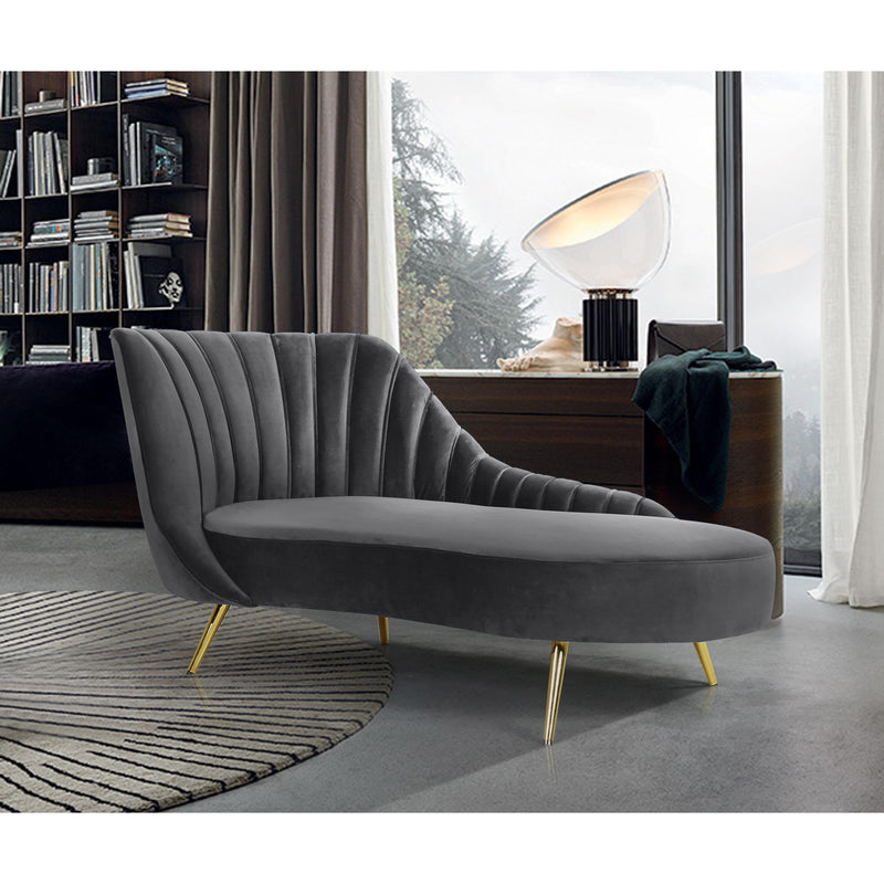 Meridian Margo Grey Velvet Chaise IMAGE 3