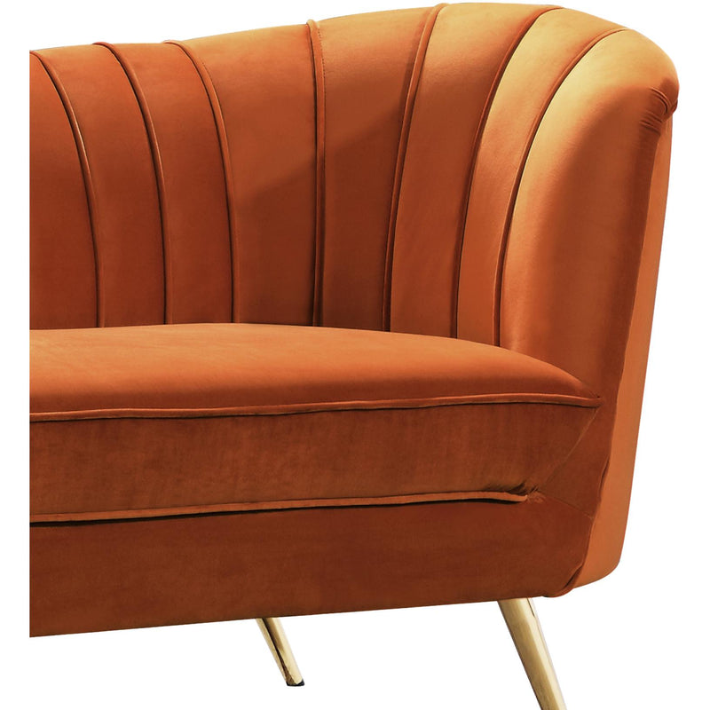 Meridian Margo Cognac Velvet Loveseat IMAGE 3