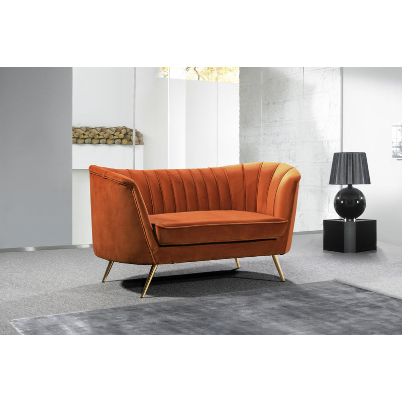 Meridian Margo Cognac Velvet Loveseat IMAGE 4