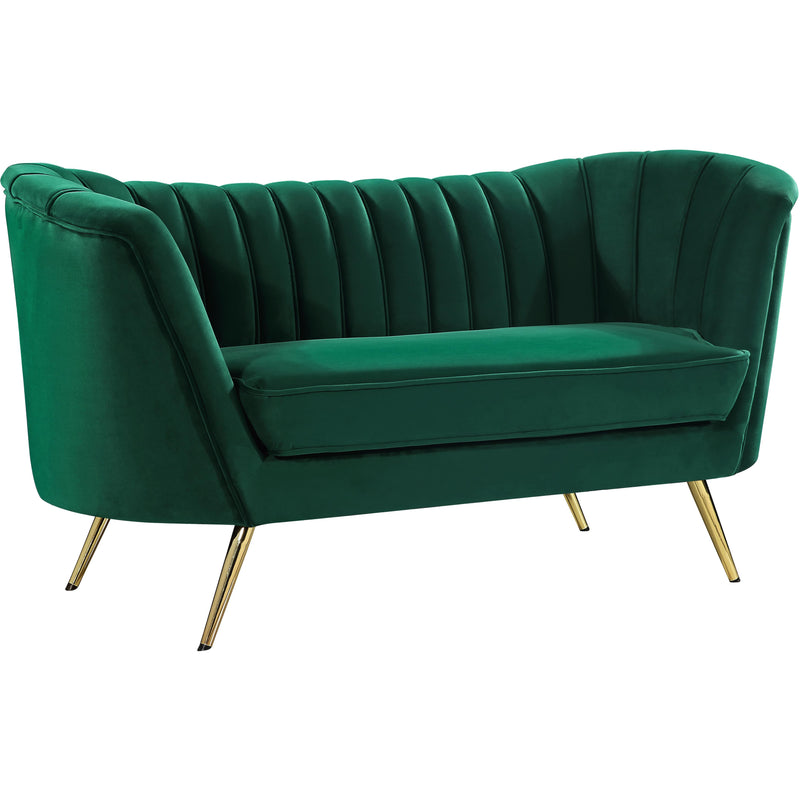 Meridian Margo Green Velvet Loveseat IMAGE 1