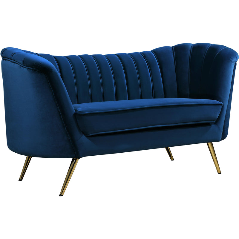 Meridian Margo Navy Velvet Loveseat IMAGE 1