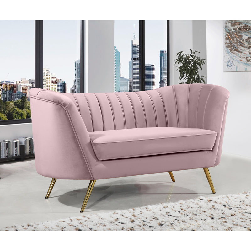 Meridian Margo Pink Velvet Loveseat IMAGE 4