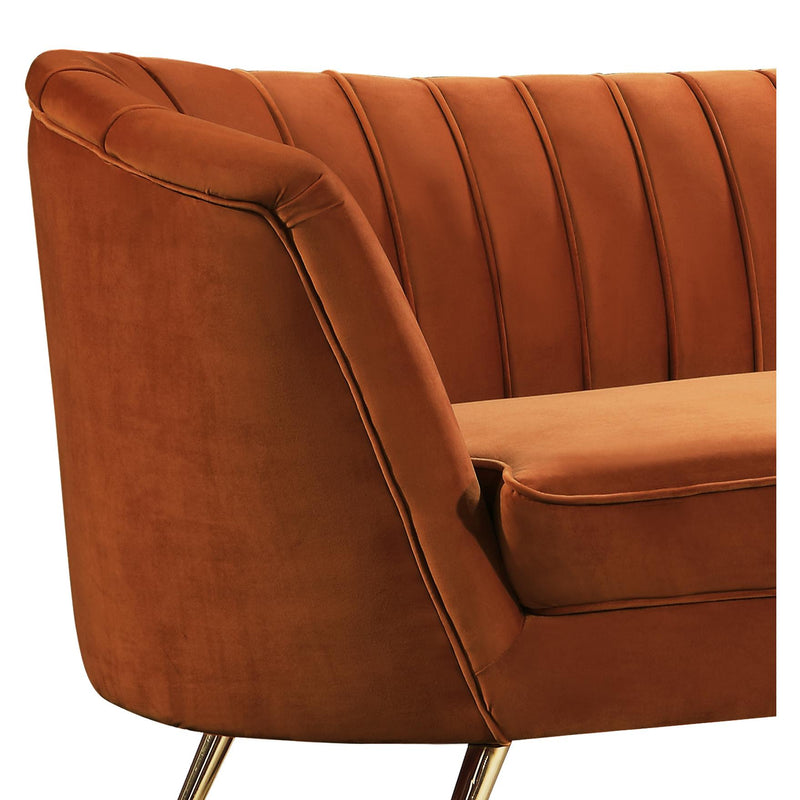 Meridian Margo Cognac Velvet Sofa IMAGE 3