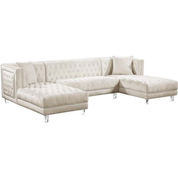 Meridian Moda Cream Velvet 3pc. Sectional IMAGE 1