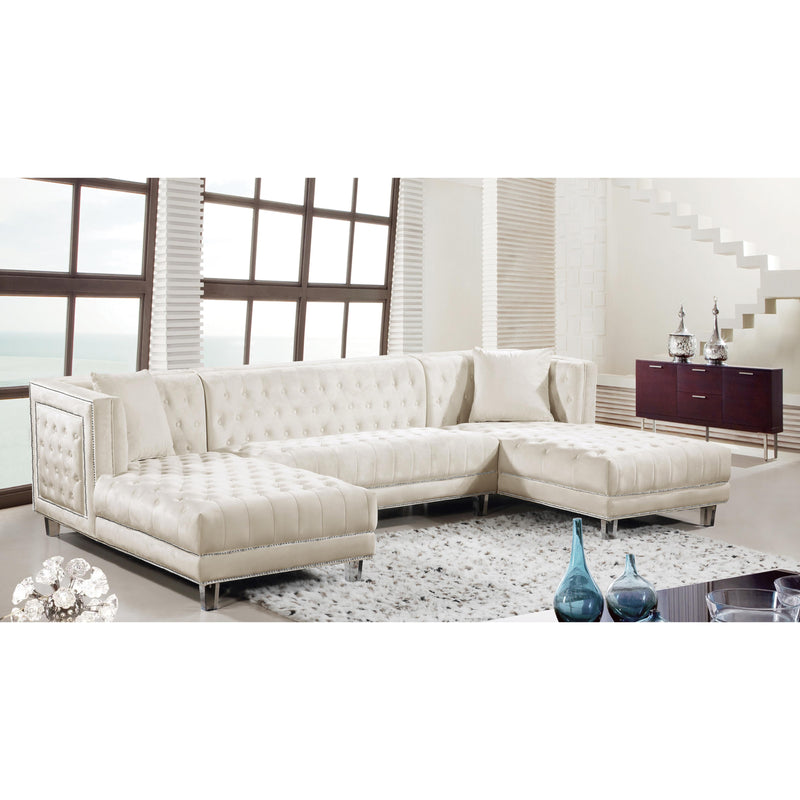 Meridian Moda Cream Velvet 3pc. Sectional IMAGE 5