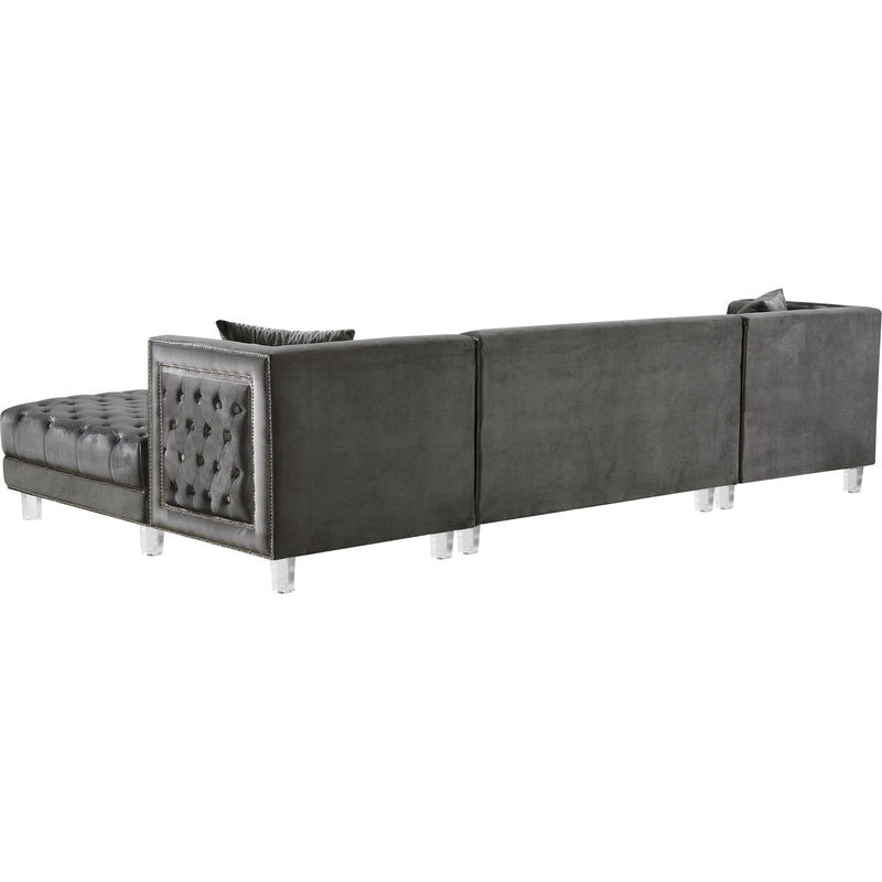 Meridian Moda Grey Velvet 3pc. Sectional IMAGE 3