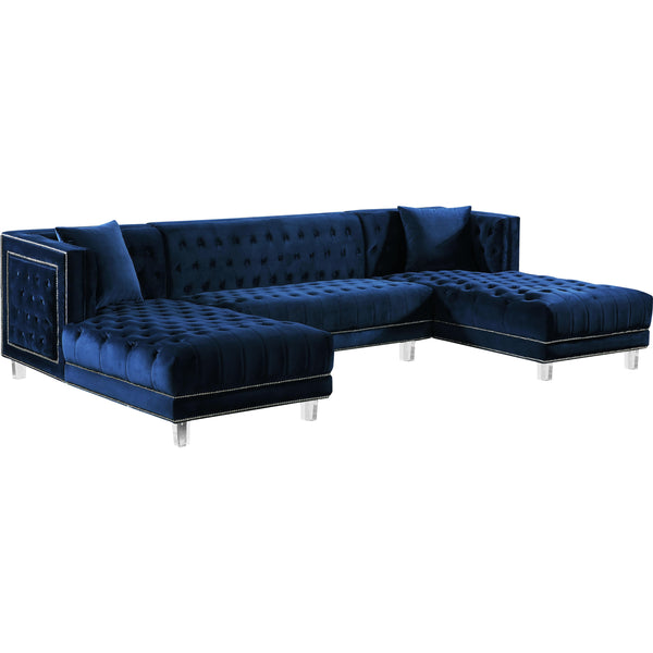 Meridian Moda Navy Velvet 3pc. Sectional IMAGE 1