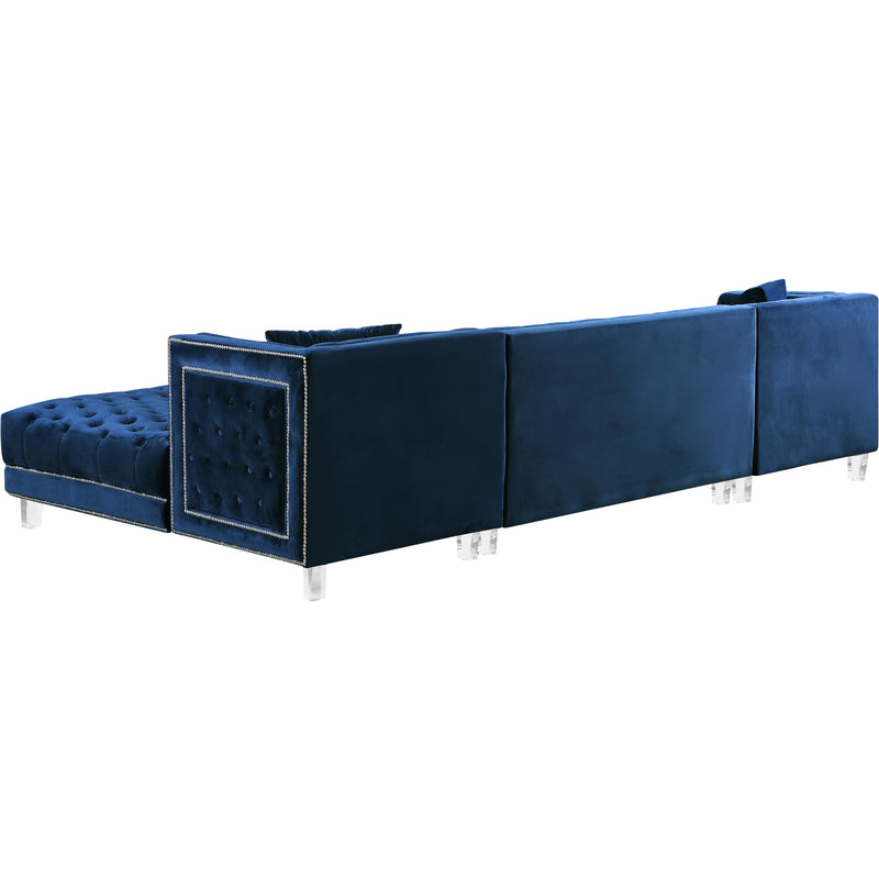 Meridian Moda Navy Velvet 3pc. Sectional IMAGE 3