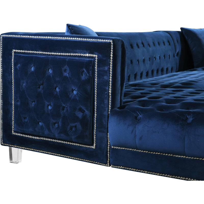 Meridian Moda Navy Velvet 3pc. Sectional IMAGE 4