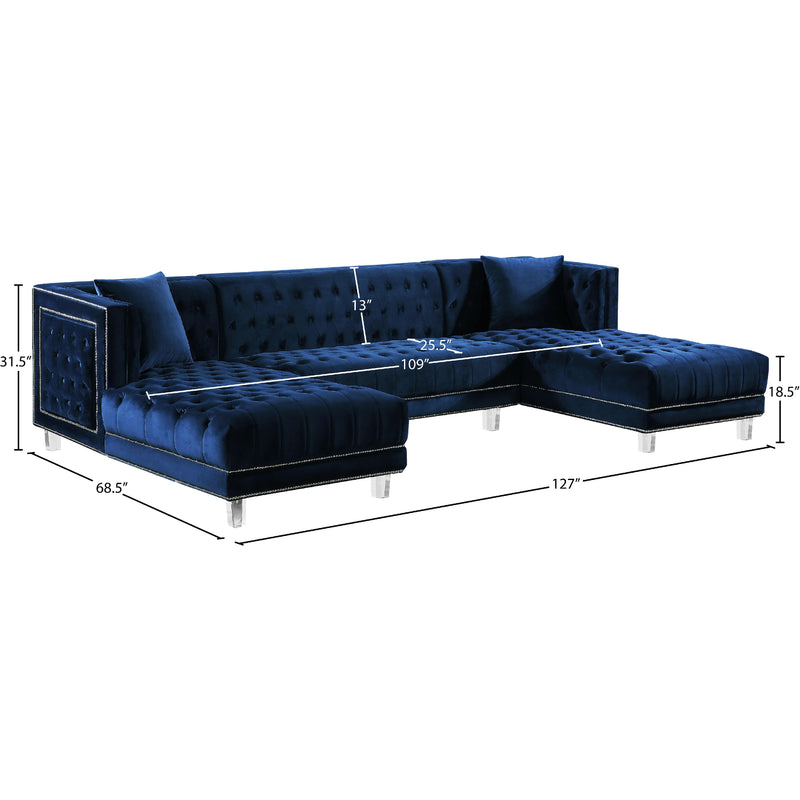 Meridian Moda Navy Velvet 3 pc Sectional IMAGE 6