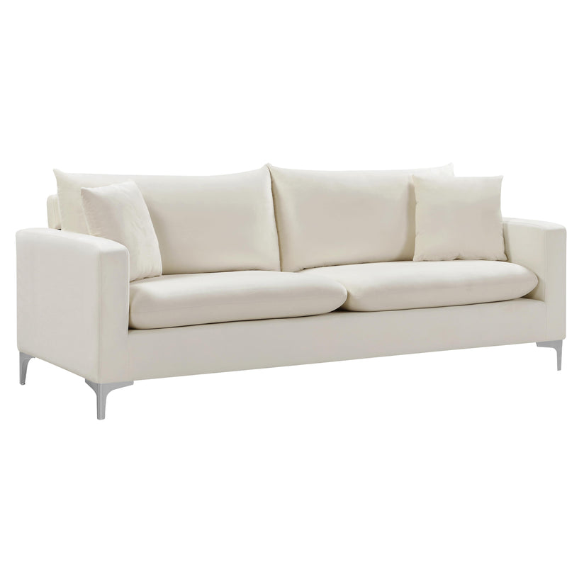 Meridian Naomi Cream Velvet Sofa IMAGE 2