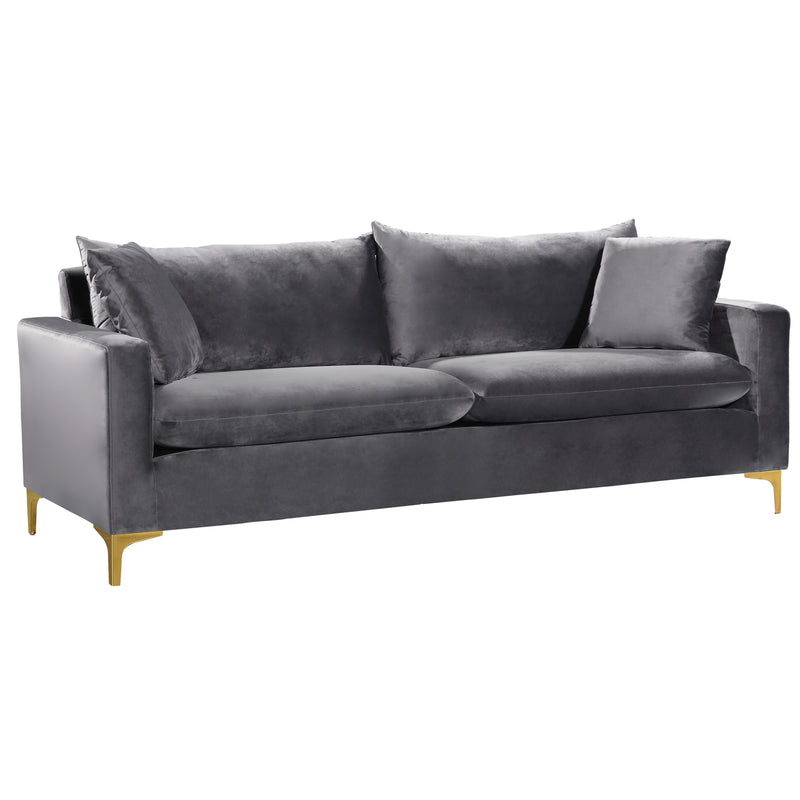 Meridian Naomi Grey Velvet Sofa IMAGE 1