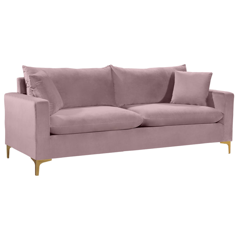 Meridian Naomi Pink Velvet Sofa IMAGE 1