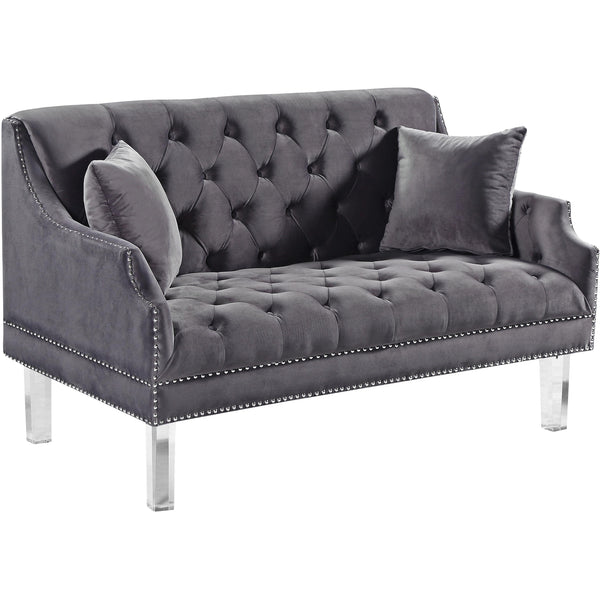 Meridian Roxy Grey Velvet Loveseat IMAGE 1