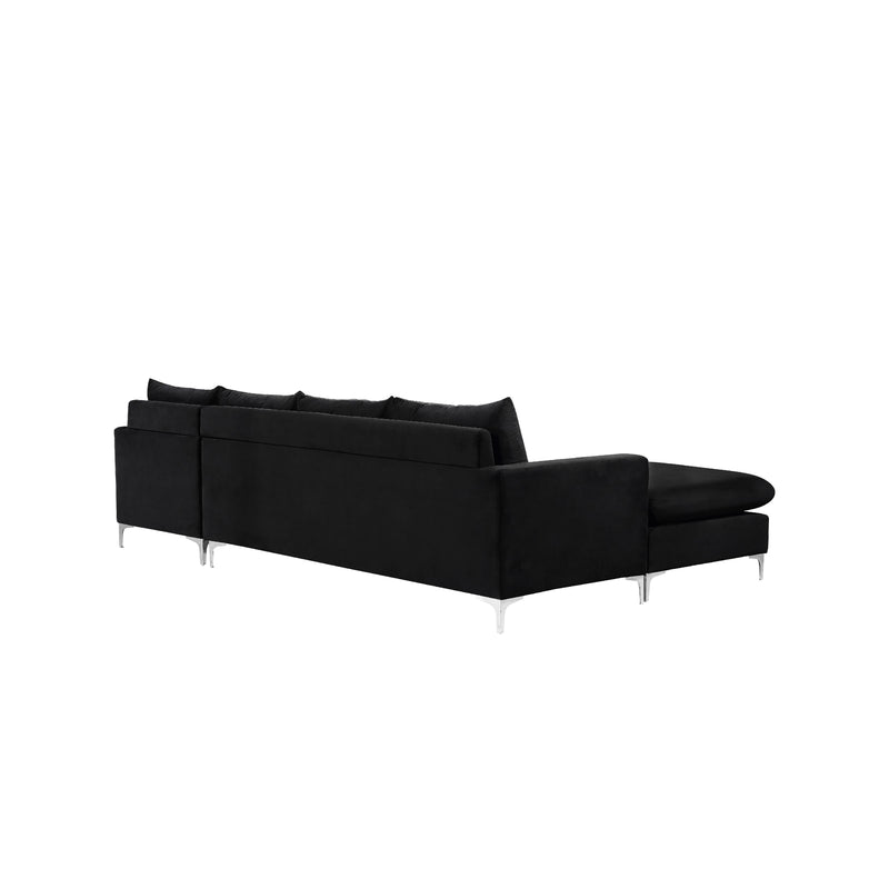 Meridian Naomi Black Velvet 2 pc Reversible Sectional IMAGE 15