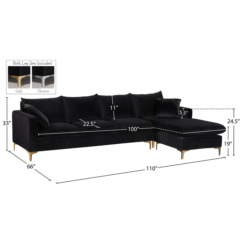 Meridian Naomi Black Velvet 2 pc Reversible Sectional IMAGE 17