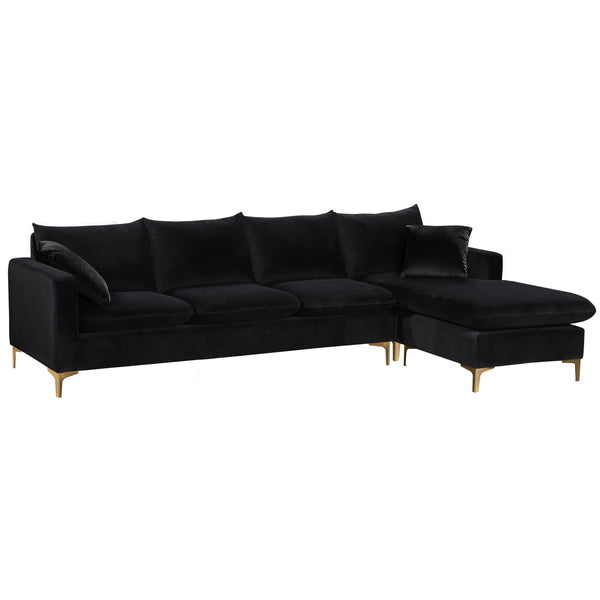 Meridian Naomi Black Velvet 2pc. Reversible Sectional IMAGE 1