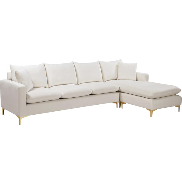 Meridian Naomi Cream Velvet 2pc. Reversible Sectional IMAGE 1