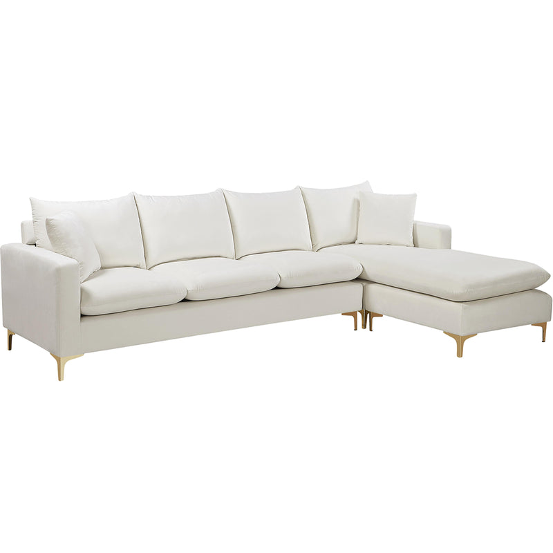 Meridian Naomi Cream Velvet 2pc. Reversible Sectional IMAGE 2