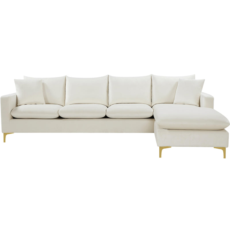 Meridian Naomi Cream Velvet 2pc. Reversible Sectional IMAGE 3