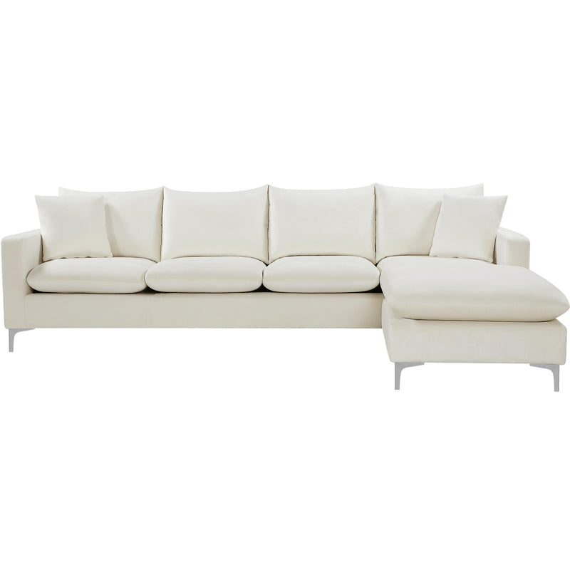 Meridian Naomi Cream Velvet 2pc. Reversible Sectional IMAGE 4