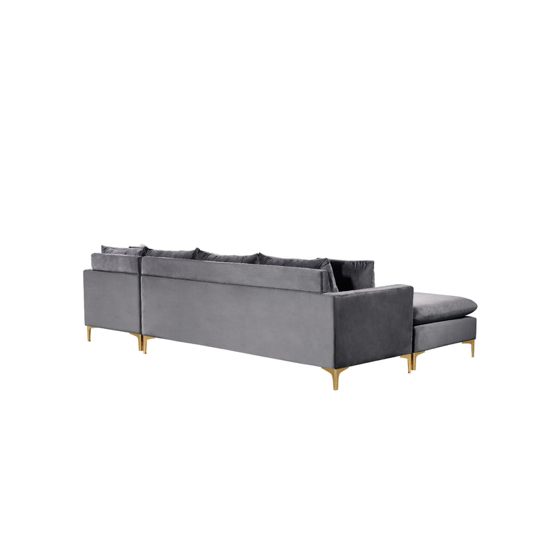 Meridian Naomi Grey Velvet 2 pc Reversible Sectional IMAGE 18