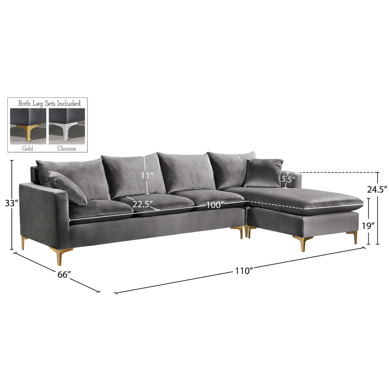 Meridian Naomi Grey Velvet 2 pc Reversible Sectional IMAGE 19