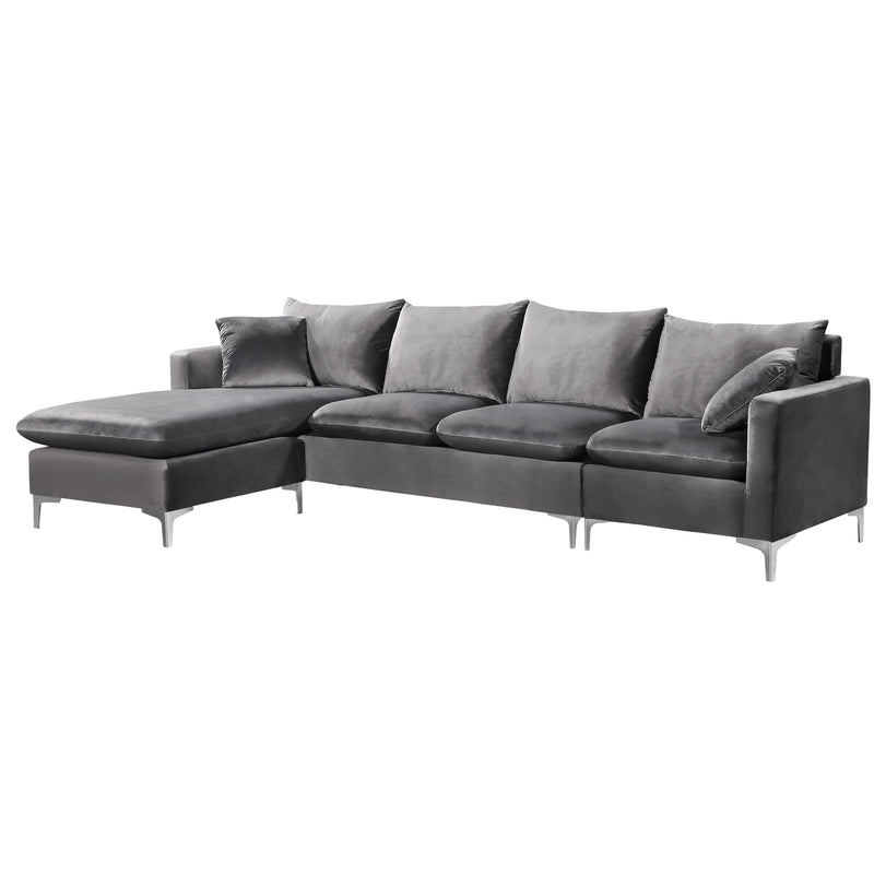 Meridian Naomi Grey Velvet 2pc. Reversible Sectional IMAGE 2