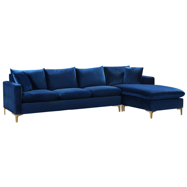 Meridian Naomi Navy Velvet 2pc. Reversible Sectional IMAGE 1