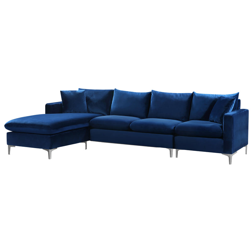 Meridian Naomi Navy Velvet 2pc. Reversible Sectional IMAGE 2