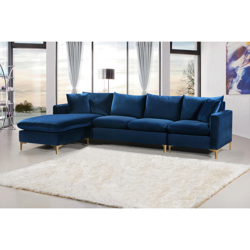 Meridian Naomi Navy Velvet 2pc. Reversible Sectional IMAGE 4