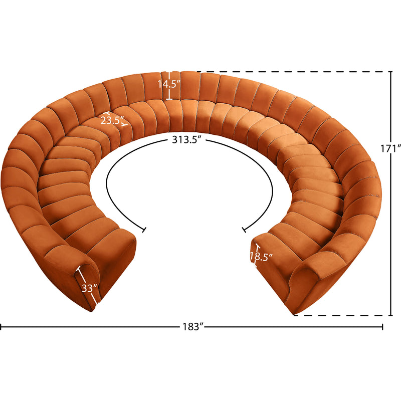 Meridian Infinity Cognac Velvet 11 pc Modular Sectional IMAGE 10