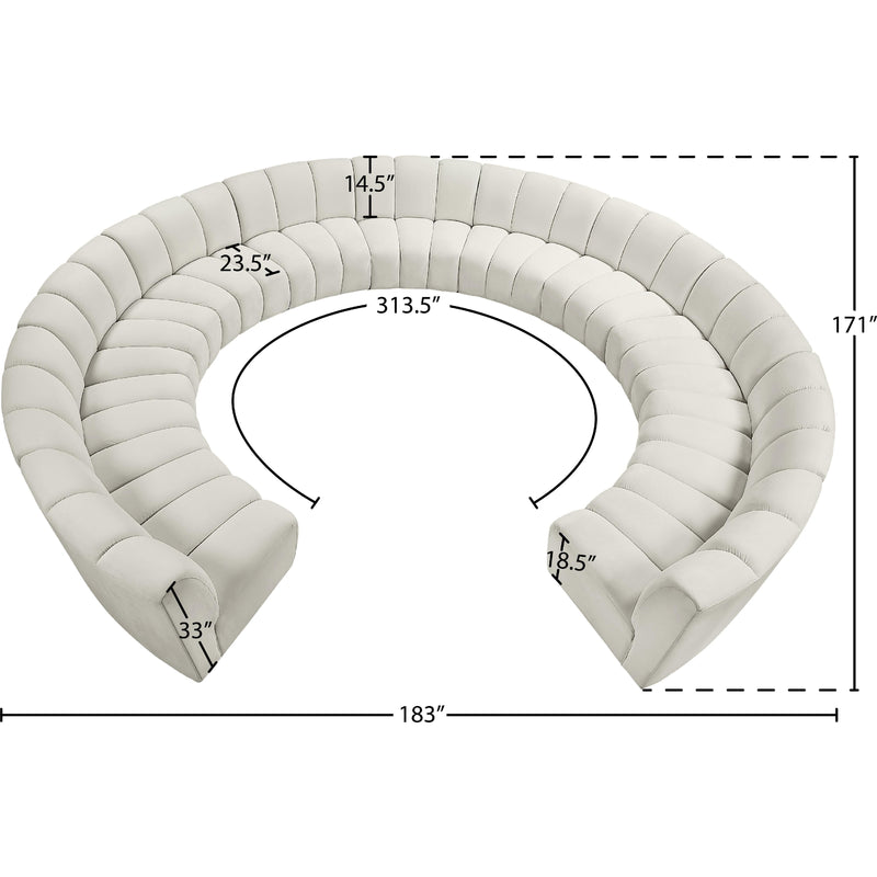 Meridian Infinity Cream Velvet 11 pc Modular Sectional IMAGE 9