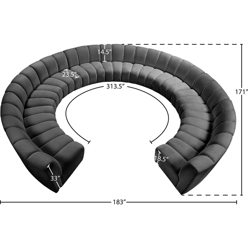 Meridian Infinity Grey Velvet 11 pc Modular Sectional IMAGE 10