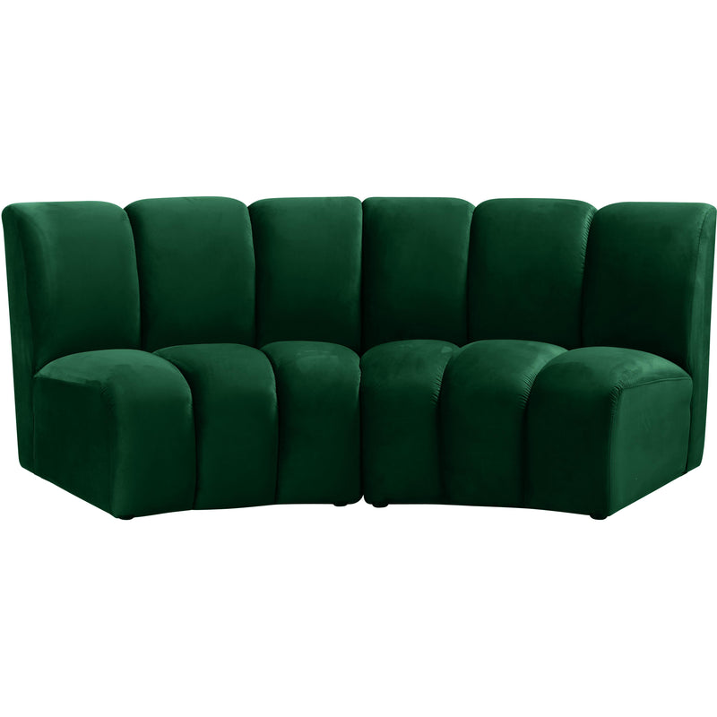 Meridian Infinity Green Velvet 2pc. Modular Sectional IMAGE 1