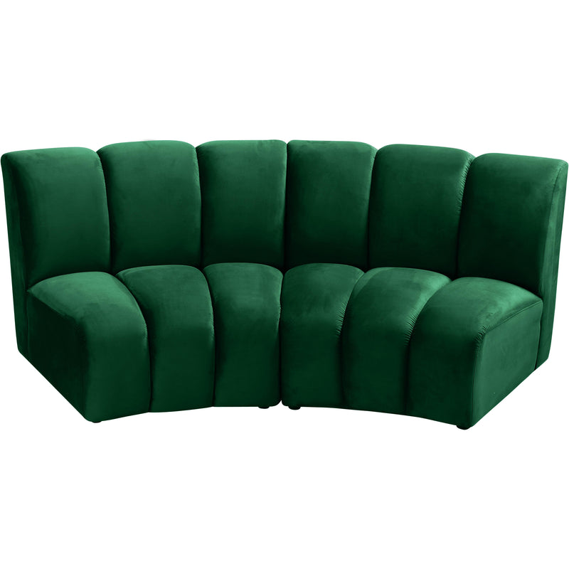 Meridian Infinity Green Velvet 2pc. Modular Sectional IMAGE 3