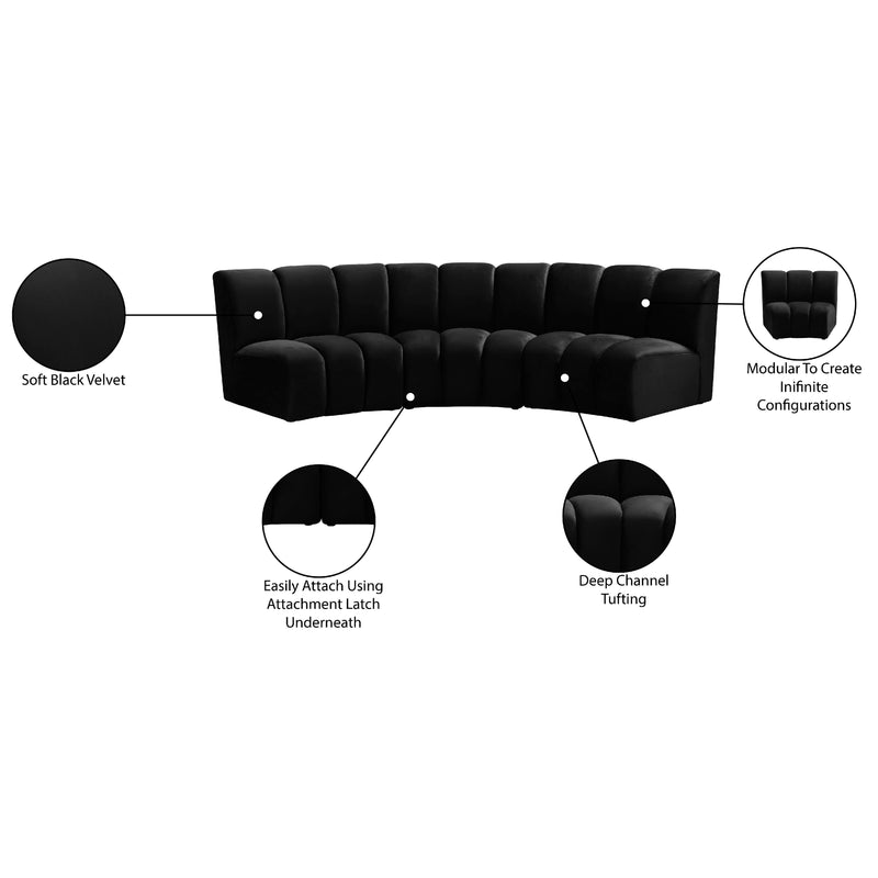 Meridian Infinity Black Velvet 3 pc Modular Sectional IMAGE 12