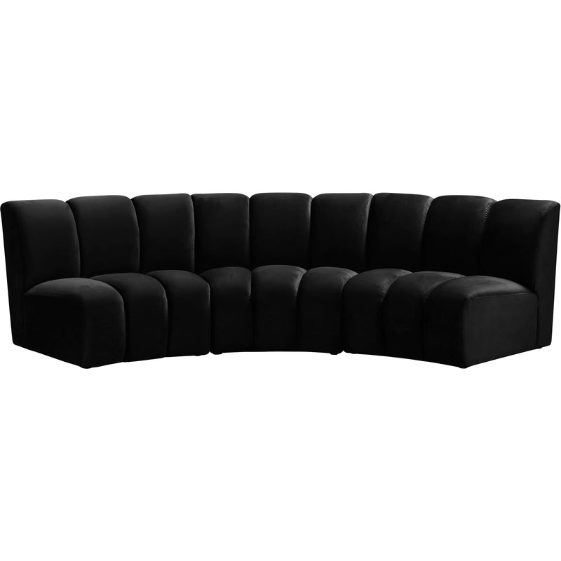 Meridian Infinity Black Velvet 3pc. Modular Sectional IMAGE 1